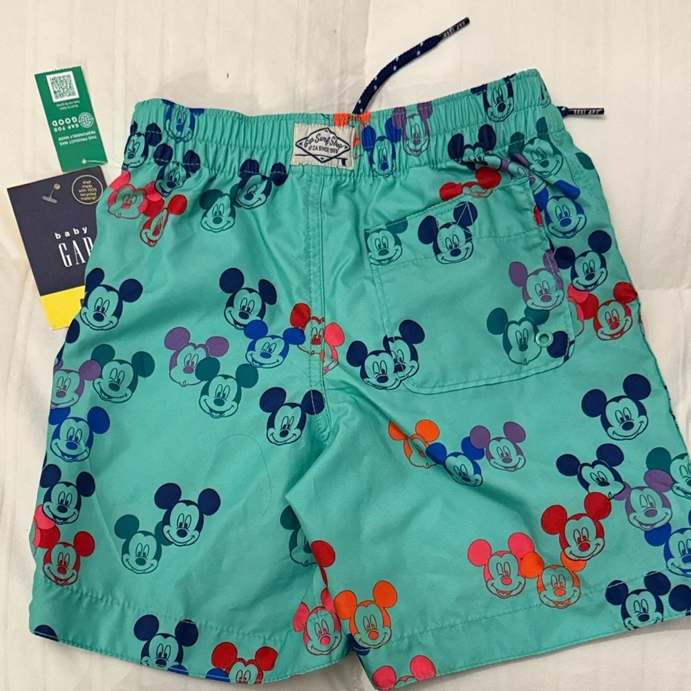 Children's Mint Mickey Print Swim Shorts - Gap. New